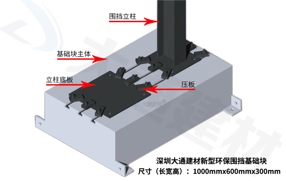 深圳大通建材推出一款新型環保圍擋基礎塊 現貨批發